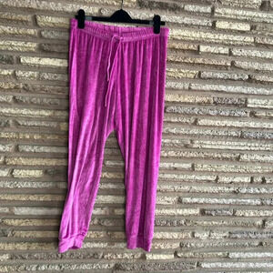 Juicy Couture Vintage Fuchsia Textured Velour Bling Track Pants Size Large